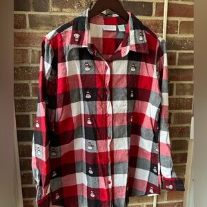 Plaid snowman Button-Up